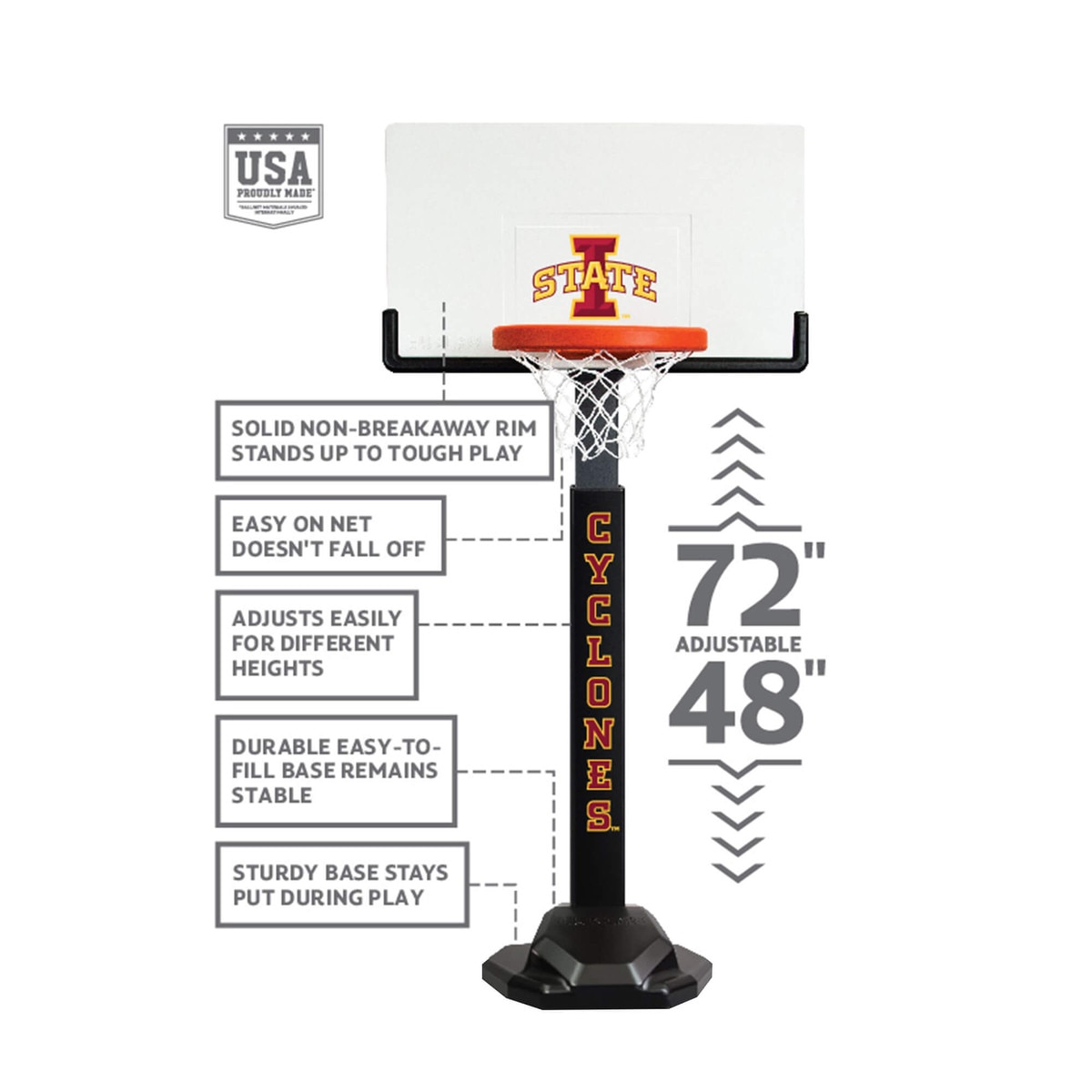 Huplay I-State Pro Adjustable Post Basketball Hoop Set - Drop Shop Only